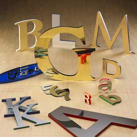 Metal and plastic face foam letters