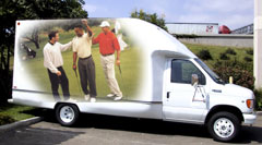Vehocle wrap truck with printed graphics