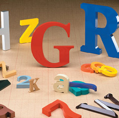 Injection molded plastic letters