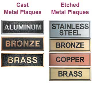 Metal Plaques – Three Metal Plaques Options